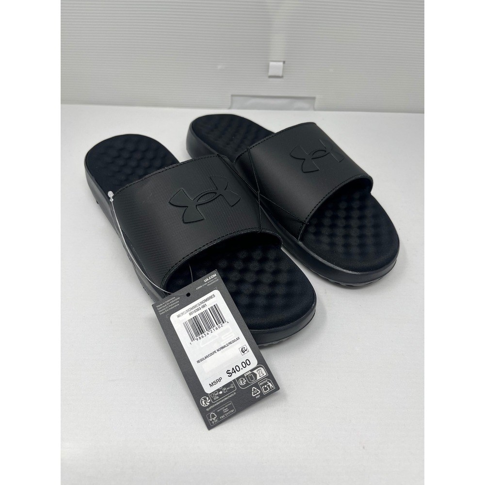 Under Armour Ignite Pro 8 Fix Mens Slides Black Athletic Sandals 6010383-001 10